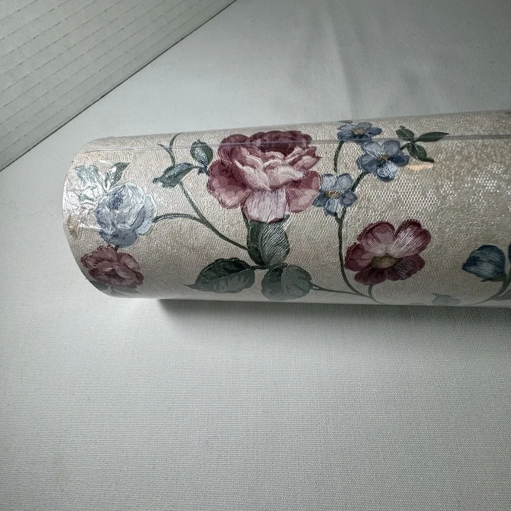 Vtg Mirage Brewster Floral Wallpaper Roll Rose Cottage Core BR 38424 Iridescent